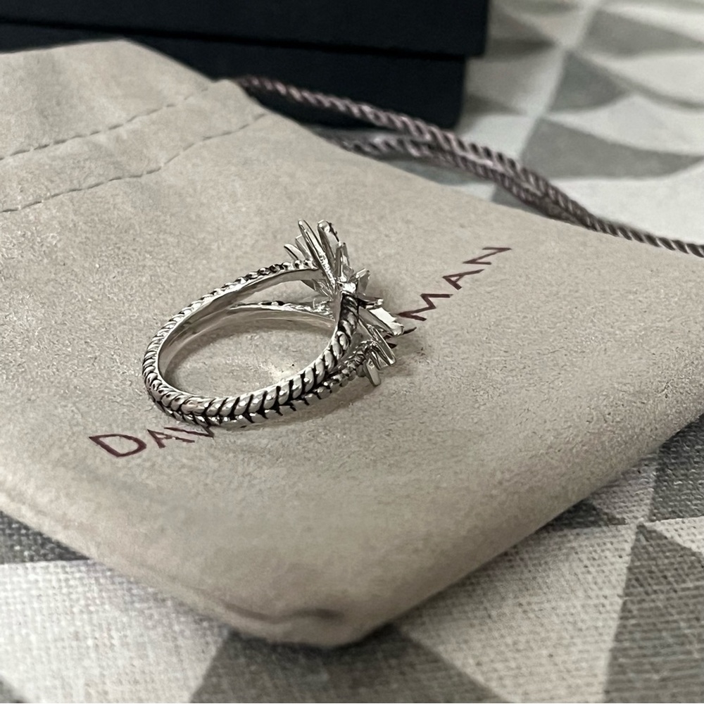 David Yurman Silver Starburst Diamond Ring sz8 - Picture 2 of 6